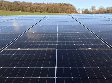 Close up of 2MW PV System Installation at Trostrey Court Farm Usk Wales
