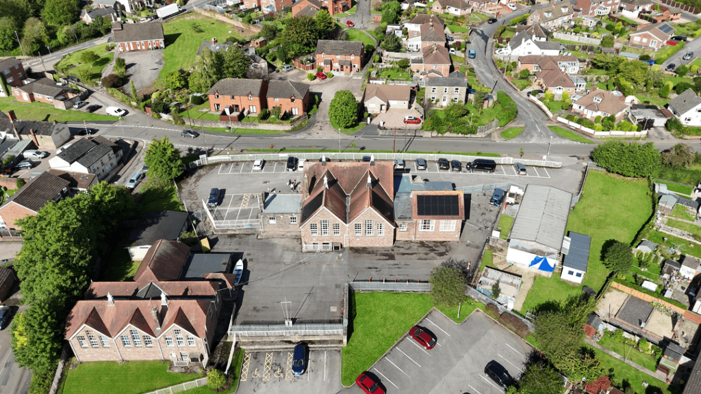 Aerial View of Lydney Community Centre Solar PV System Installation