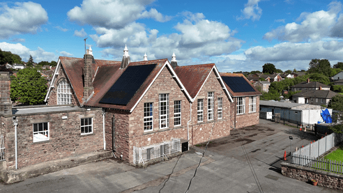 Rear View of Lydney Community Centre Solar PV System and Roof Setup
