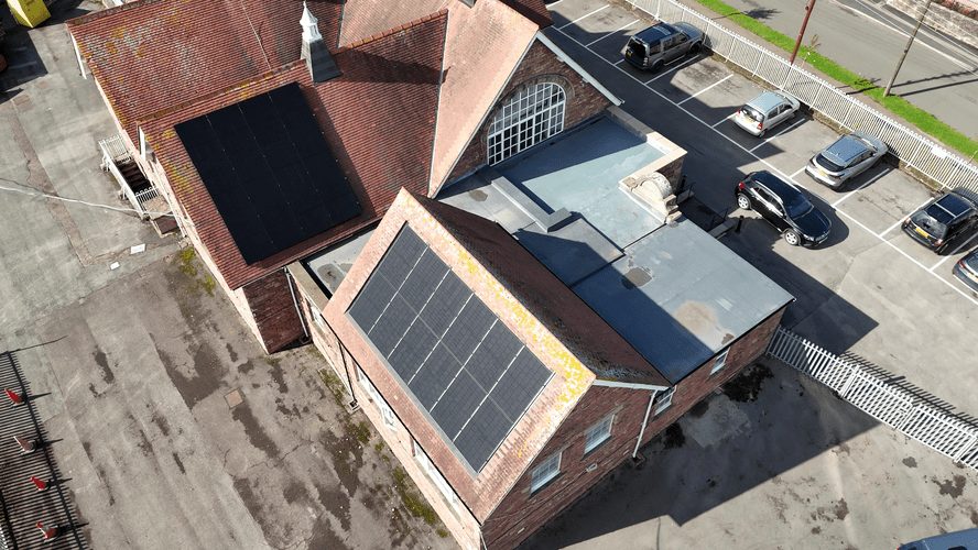 South Side View of Lydney Community Centre Solar Panels Installation